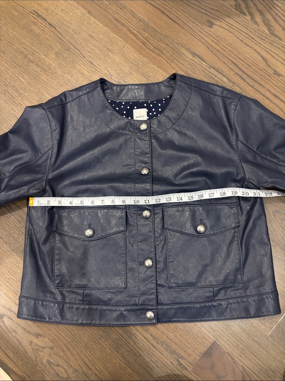 Maeve Collarless Vegan Leather Jacket sold at Anthropologie - Picture 6 of 10